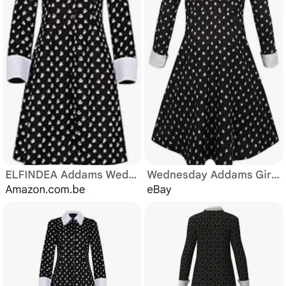 # 0757 + Wednesday TV Series Stylish Black and White Dress - Picture 5 of 9